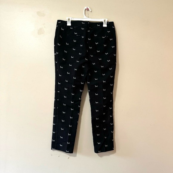 LOFT Marisa Slacks Trousers Dachshund Dog Print Pants Size 8 - Picture 4 of 6